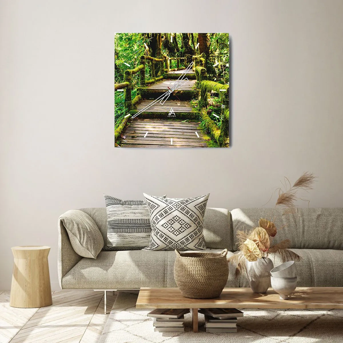 Wall clock - Clock on glass - Down the Green Path - 30x30 cm