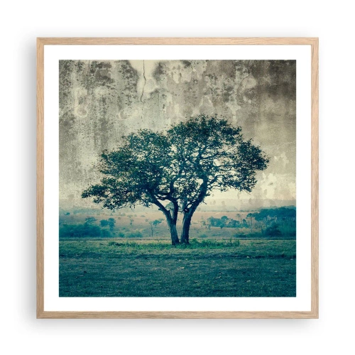 Poster in light oak frame - Apple Tree in Blue? - 60x60 cm