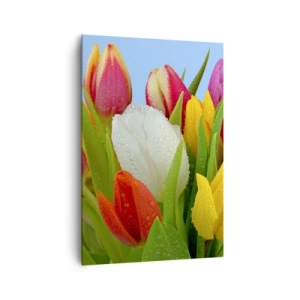 Canvas picture - Floral Rainbow in Dew Drops - 70x100 cm