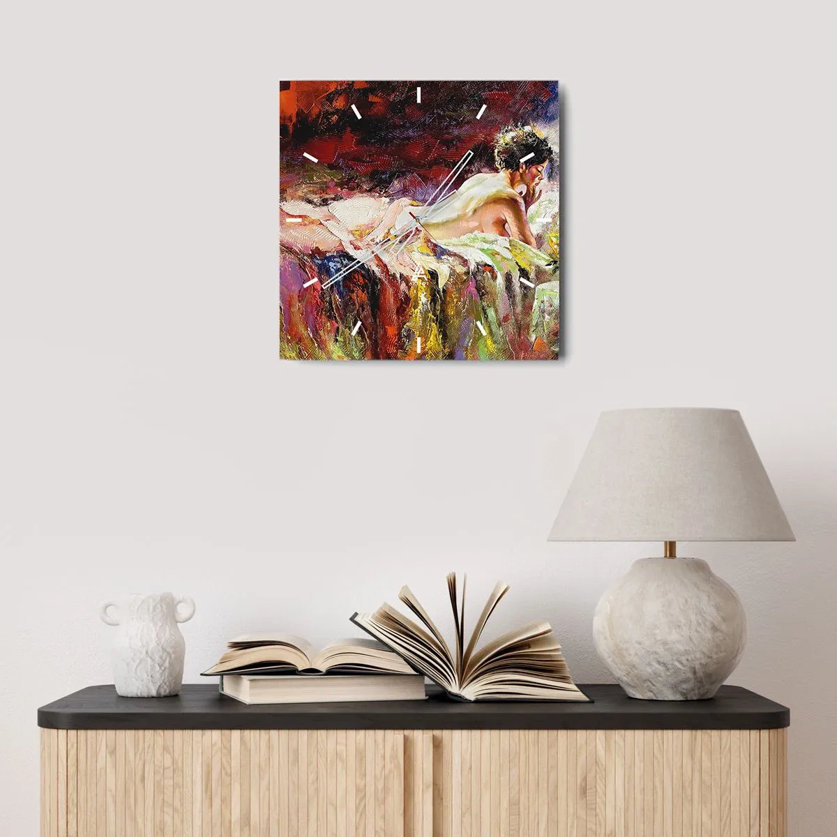 Wall clock - Clock on glass - Thoughtful Venus - 30x30 cm