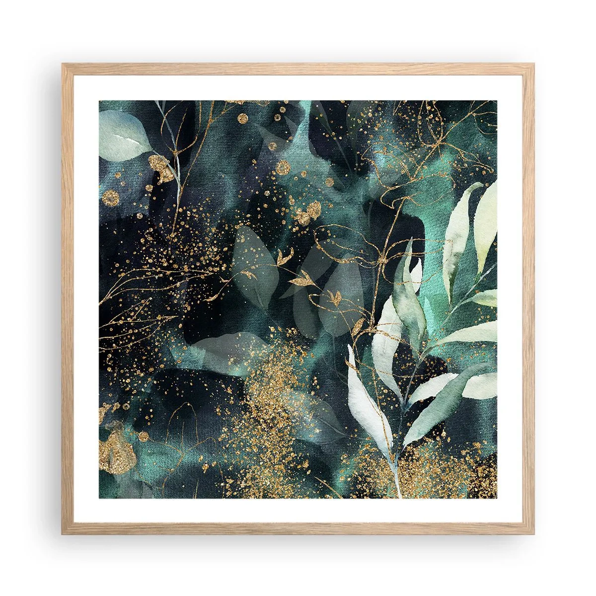 Poster in light oak frame - Enchanted Garden - 60x60 cm