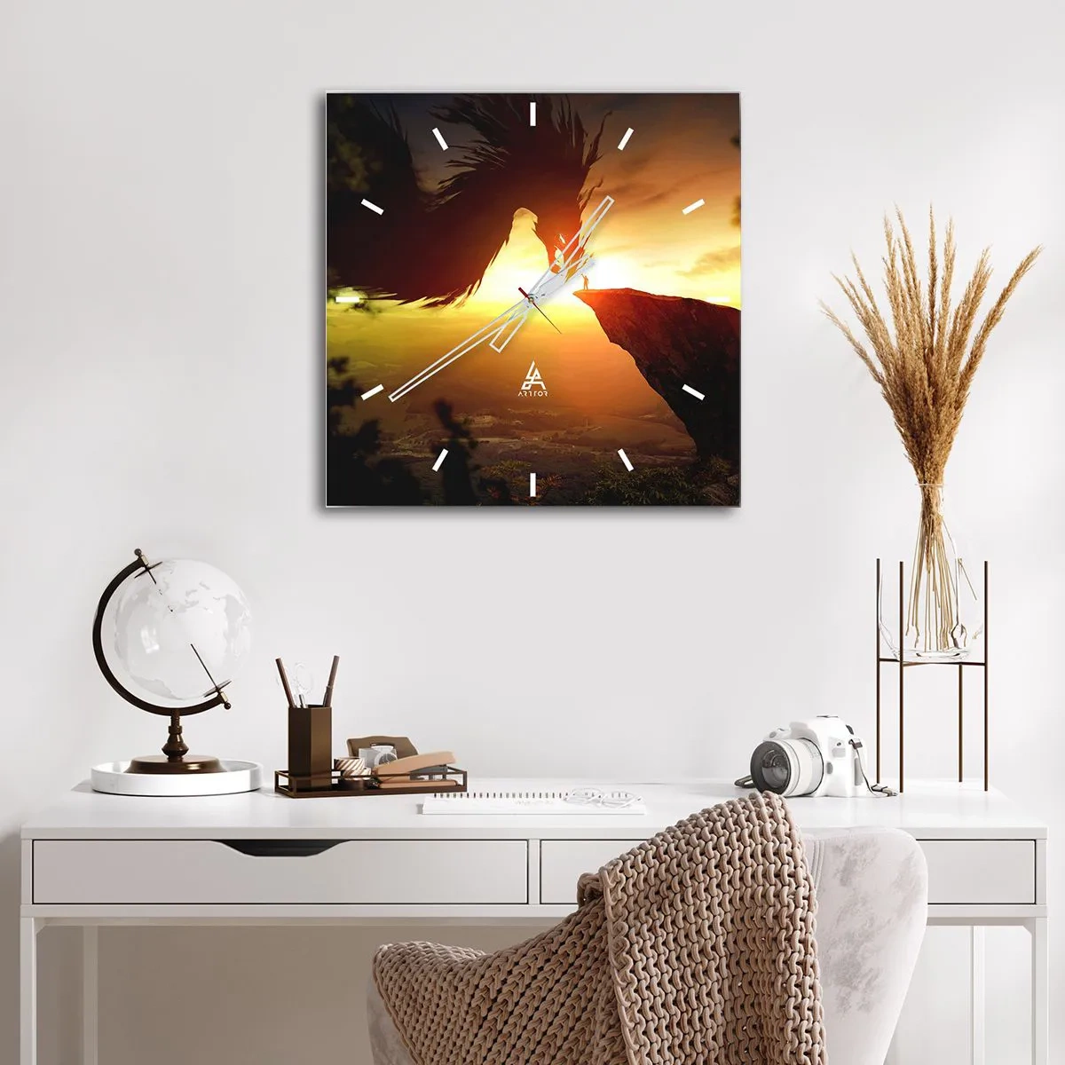 Wall clock - Clock on glass - Dragon Slayer - 40x40 cm