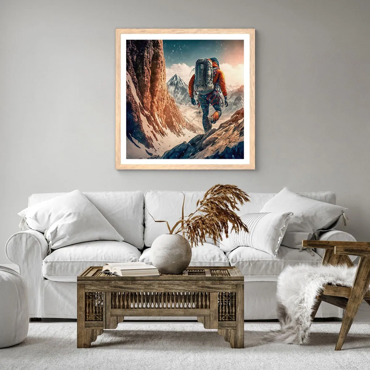 Poster in light oak frame - Lonely Warrior - 40x40 cm