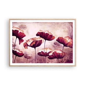 Poster in light oak frame - Red and White Flake - 100x70 cm