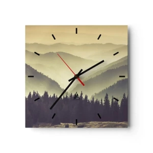 Wall clock - Clock on glass - In a Faraway Land, Past the Mountains - 40x40 cm