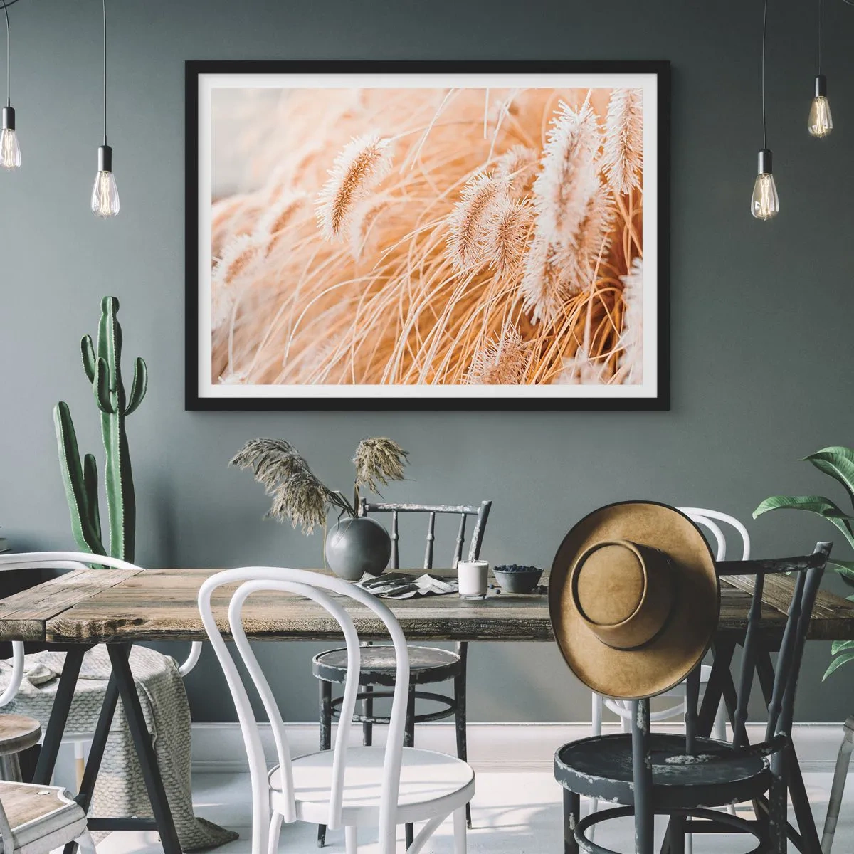 Poster in black frame - Golden Rustling of Grass - 40x30 cm