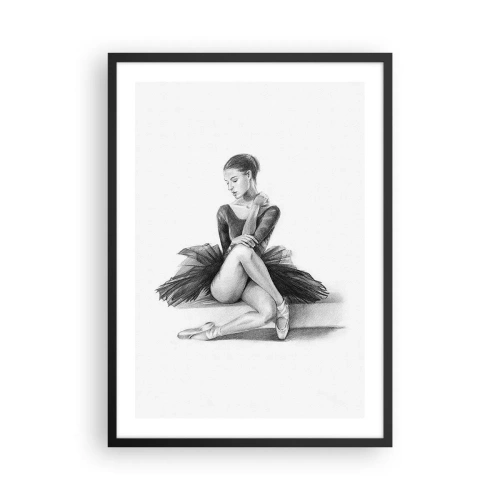 Poster in black frame - Sketch of a ballerina sitting at rest - 50x70cm - Enchanted by a Dance - Modern wall decoration for the living room and bedroom ARTTOR