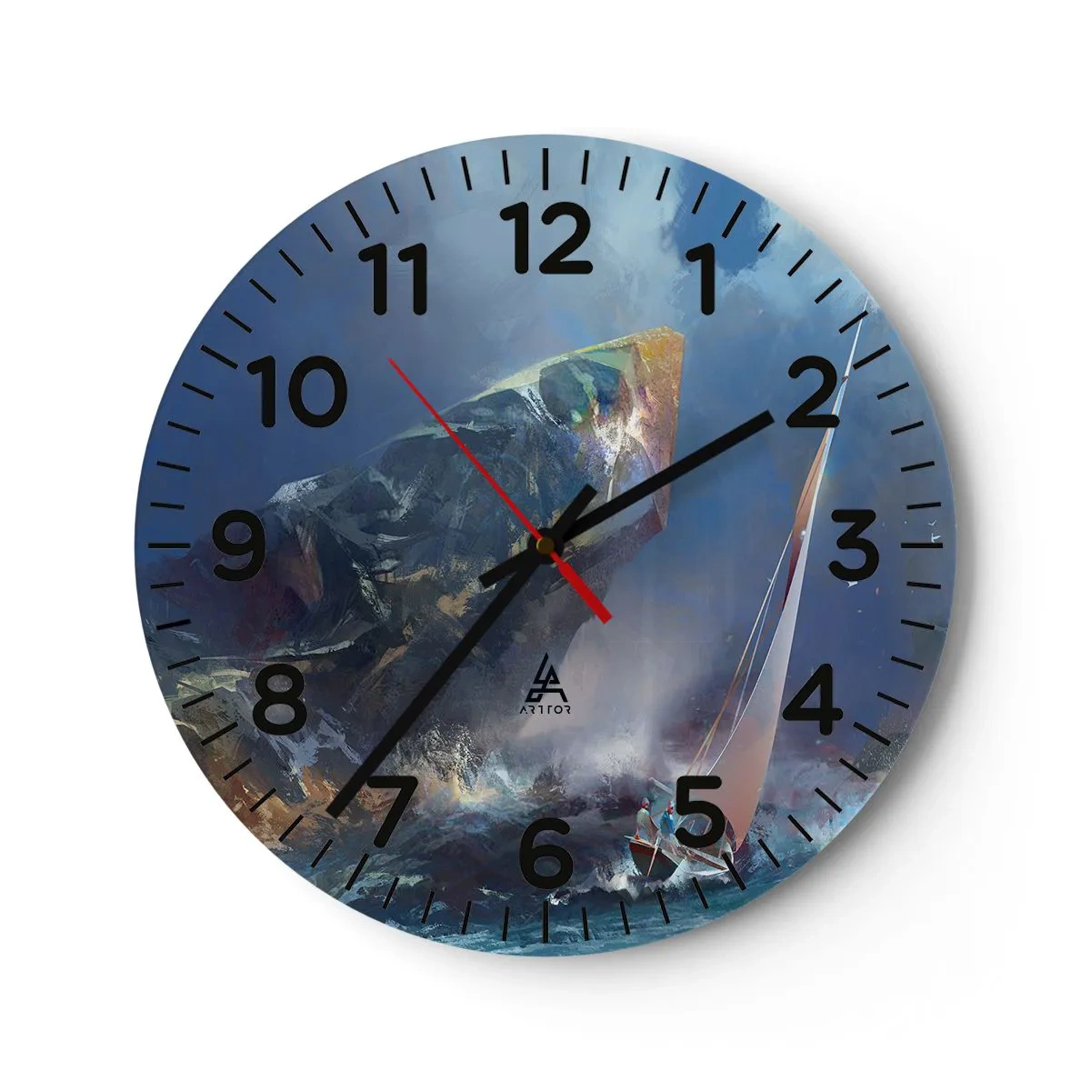 Wall clock - Clock on glass - Who Has the Courage, Wins - 30x30 cm