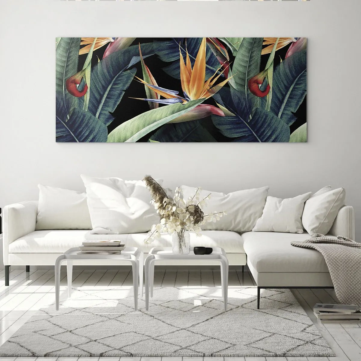 Glass picture - Flaming Flowers of the Tropics - 100x40 cm