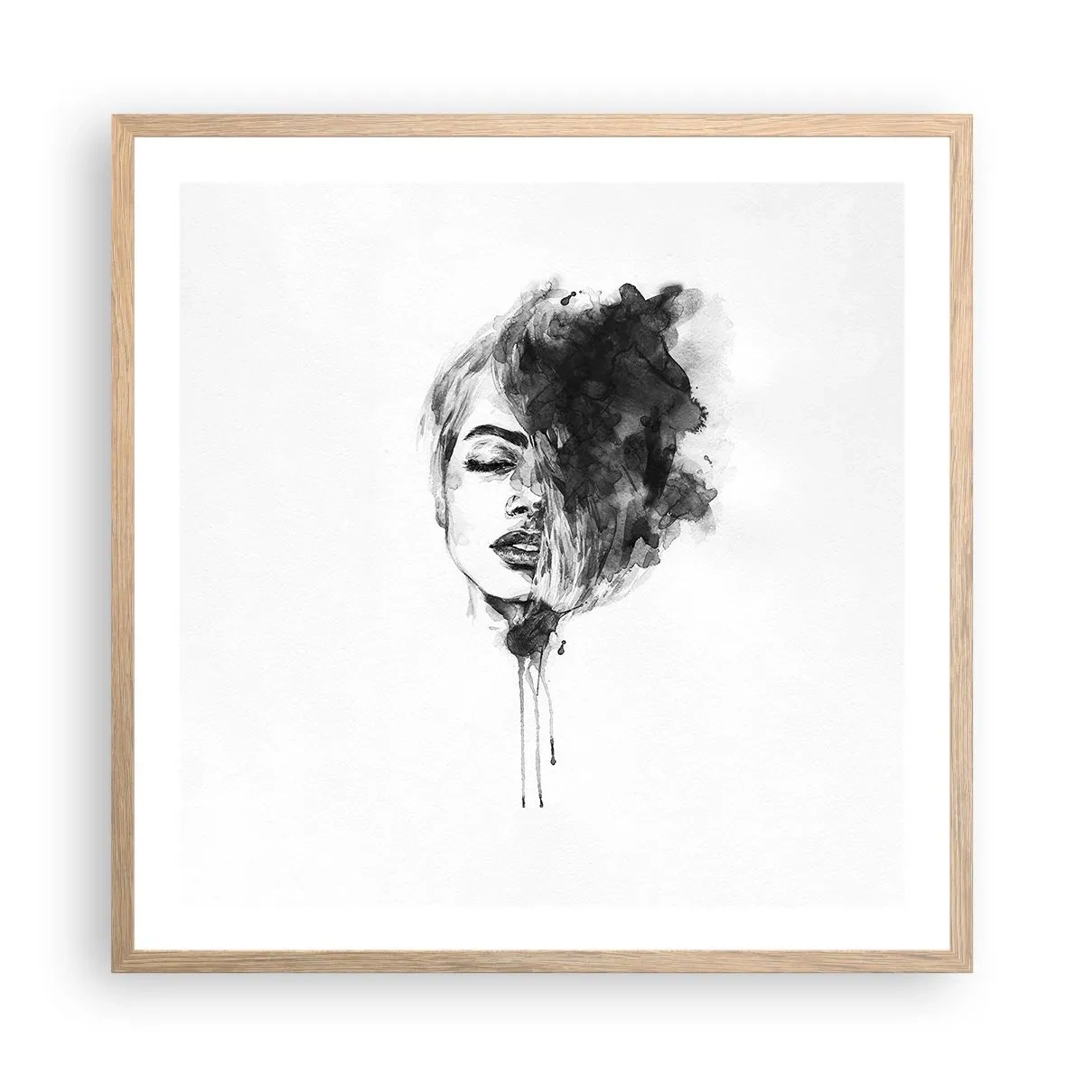 Poster in light oak frame - What Does a Girl Dream about? - 60x60 cm