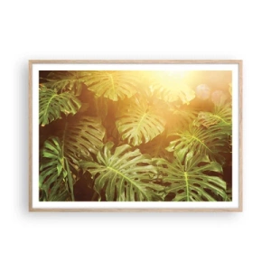 Poster in light oak frame - Walking into the Green - 100x70 cm