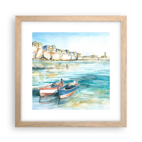 Poster in light oak frame - Landscape in Azure - 30x30 cm