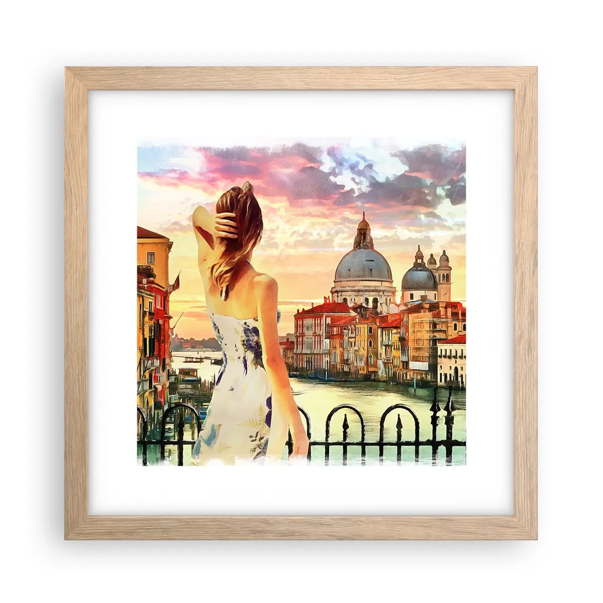 Poster in light oak frame - Venice Adventure - 30x30 cm