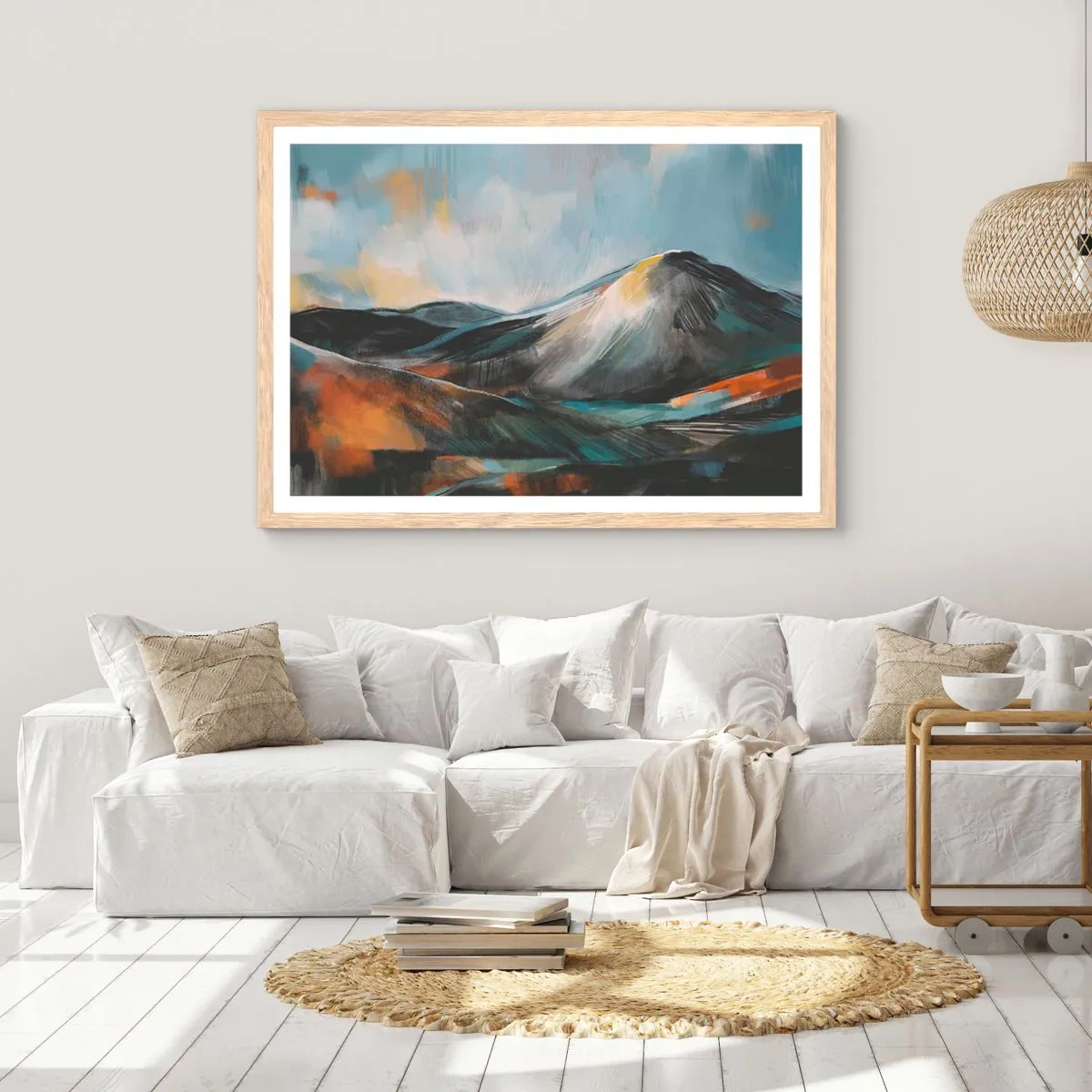 Poster in light oak frame - Raw and Beautiful - 100x70 cm