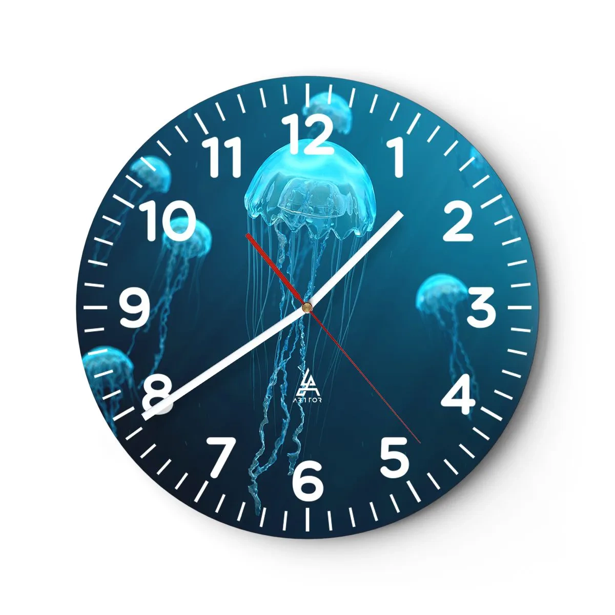 Wall clock - Clock on glass - Ocean Dance - 40x40 cm