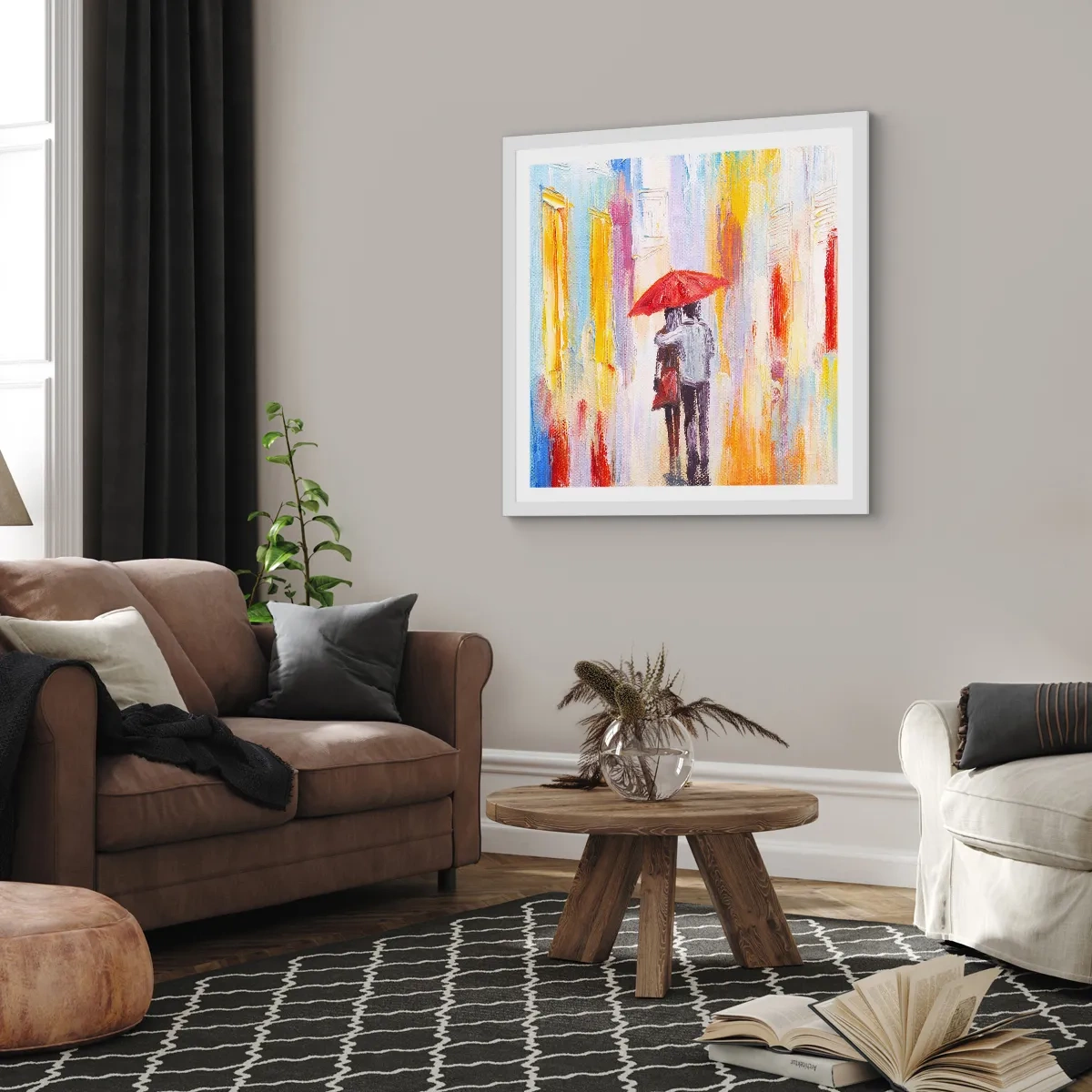 Poster in white frmae - Let It rain - 40x40 cm
