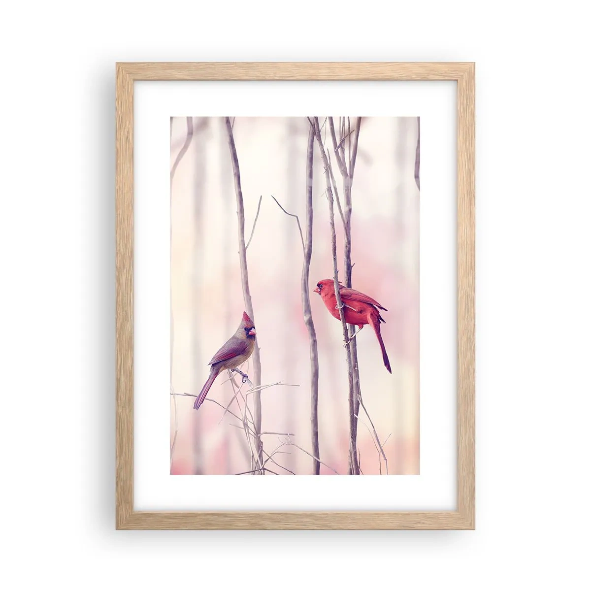 Poster in light oak frame - Tale of a Pink Forest - 30x40 cm