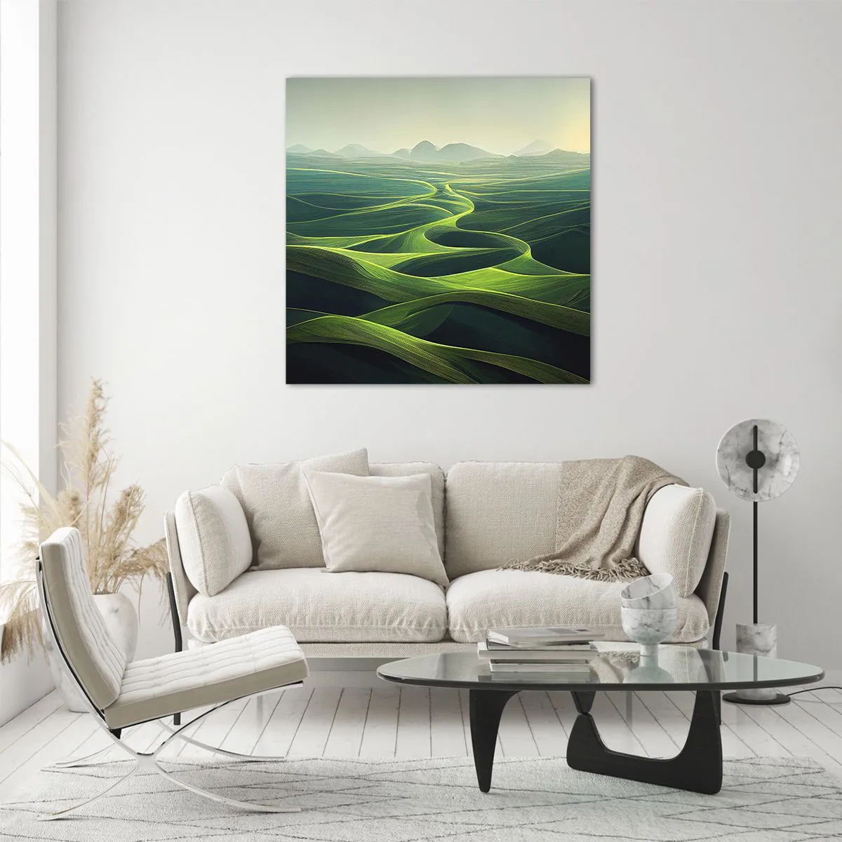 Glass picture - In Green Valleys - 70x70 cm