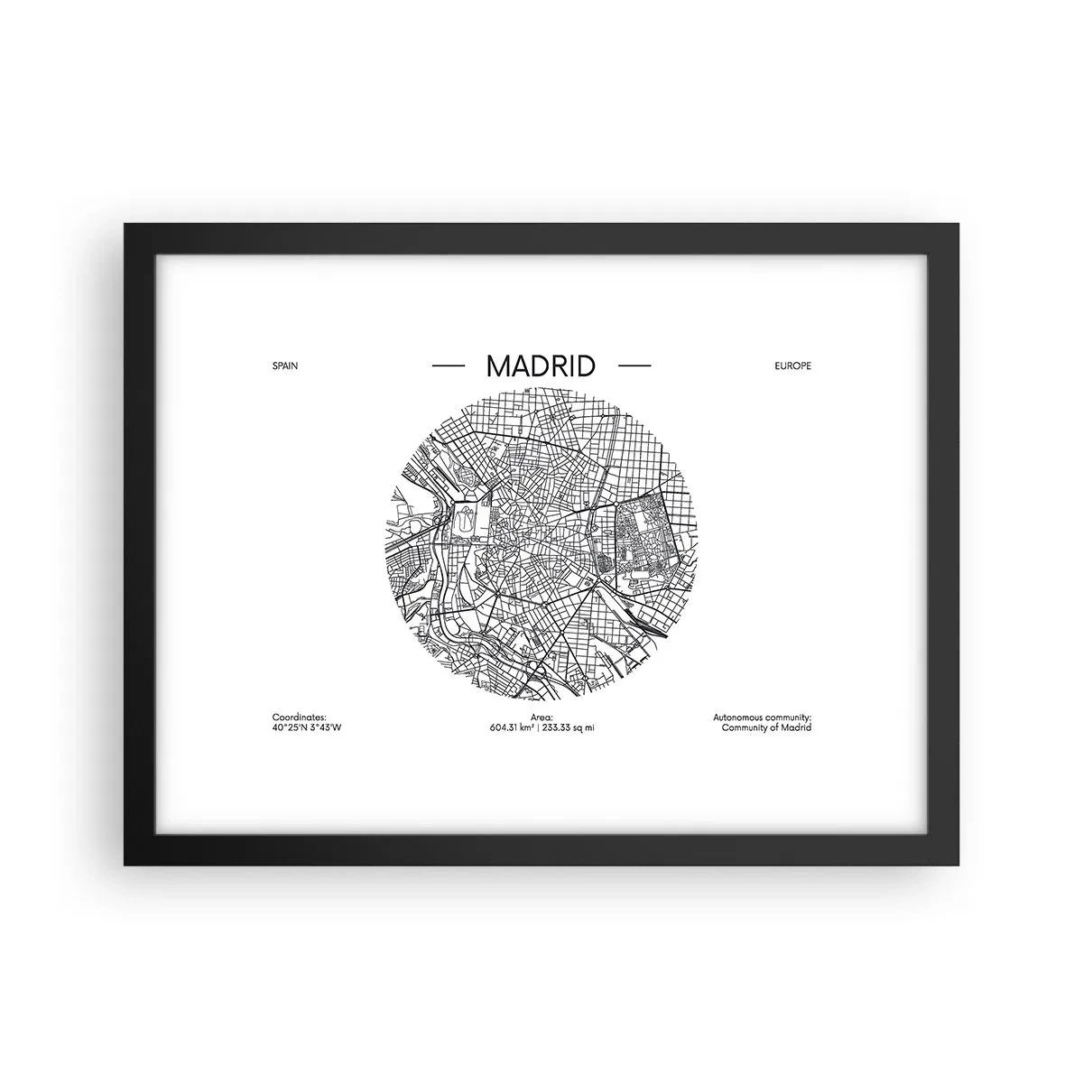 Poster in black frame - Anatomy of Madrid - 40x30 cm
