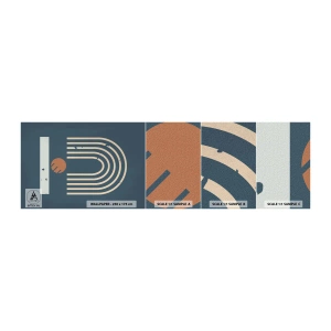 Photo Wallpaper Sample Self-Adhesive Deluxe Sticker - Geometry on Navy Blue - Abstraction, Piece, Graphics - 100x30 cm