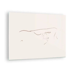 Glass picture - An abstract line depicting the outline of a body in a delicate, minimalist style. - 70x50cm - Shape of Desire - Modern wall decoration for the living room and bedroom ARTTOR