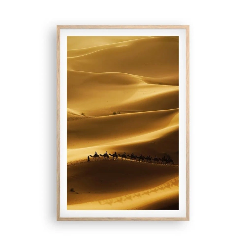 Poster in light oak frame - Caravan on the Waves of a Desert - 61x91 cm