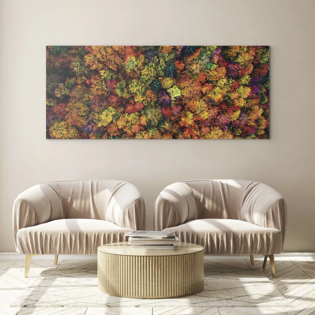 Glass picture - Bouquet of Autumn Flowers - 140x50 cm