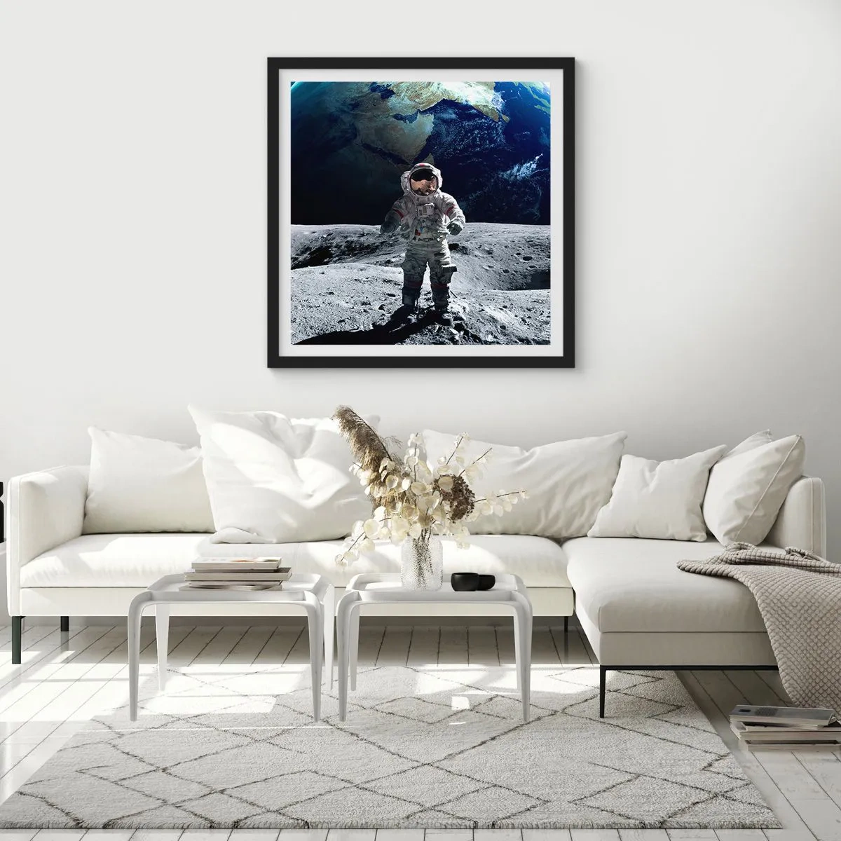 Poster in black frame - Greetings from the Moon - 60x60 cm