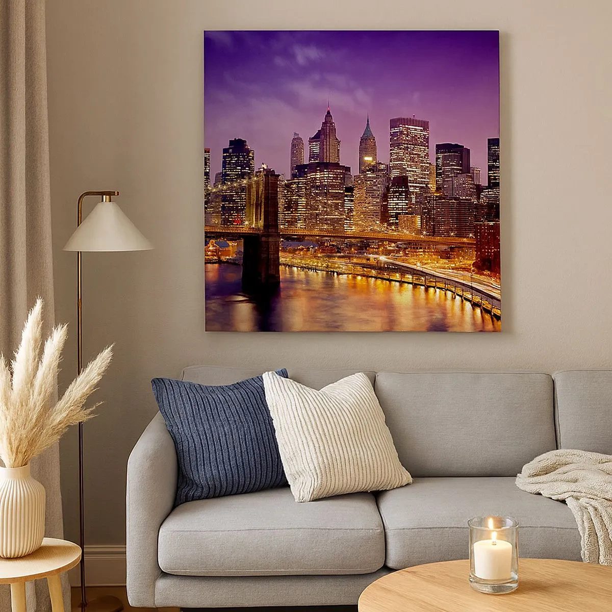 Canvas picture - Violet and Gold Manhattan - 30x30 cm