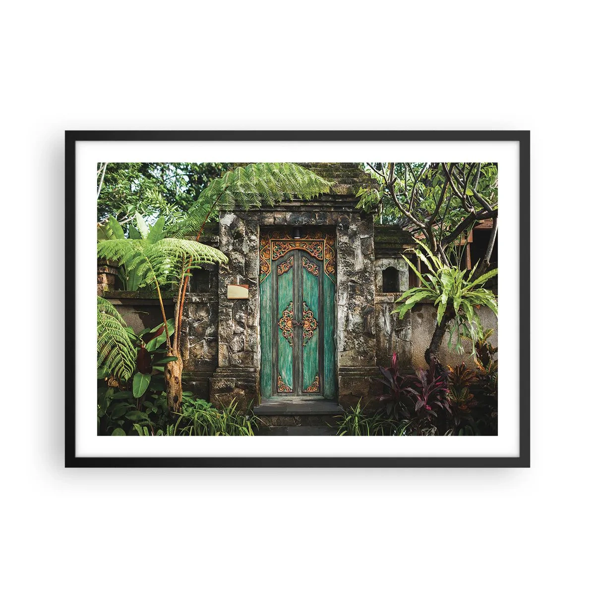 Poster in black frame - Door to Exotic World - 70x50 cm