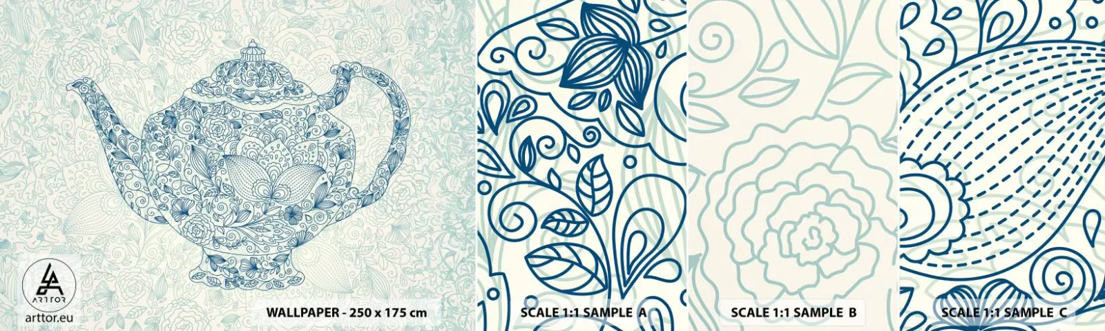 Photo Wallpaper Sample Self-Adhesive Deluxe Sticker - Charm of Tea - Pitcher, Tea, Kitchen - 100x30 cm