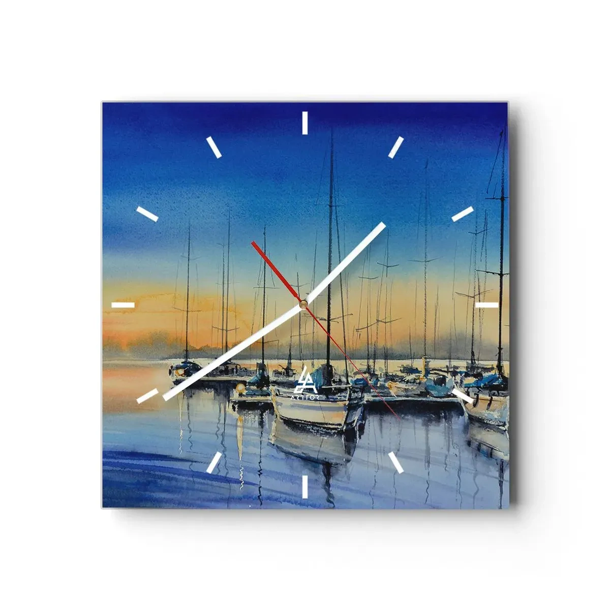 Wall clock - Clock on glass - The End of a Good Day - 40x40 cm