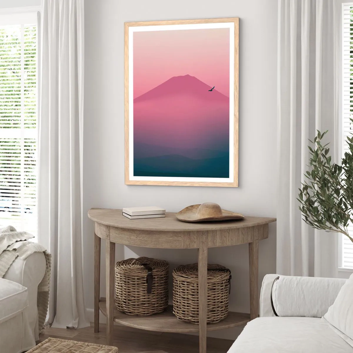 Poster in light oak frame - Wanderers above Clouds - 40x50 cm