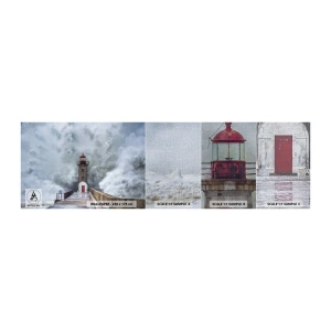 Photo Wallpaper Sample Premium Canvas - Roar of Waters, Whirr of the Wind - Lighthouse, Landscape, Ocean - 100x30 cm