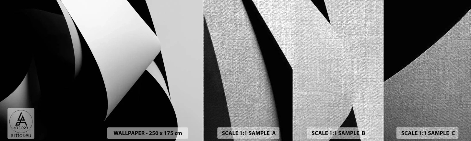 Photo Wallpaper Sample Premium Canvas - Planes of Light Emerging from the Shadow - 3D, Subdued, Shapes - 100x30 cm