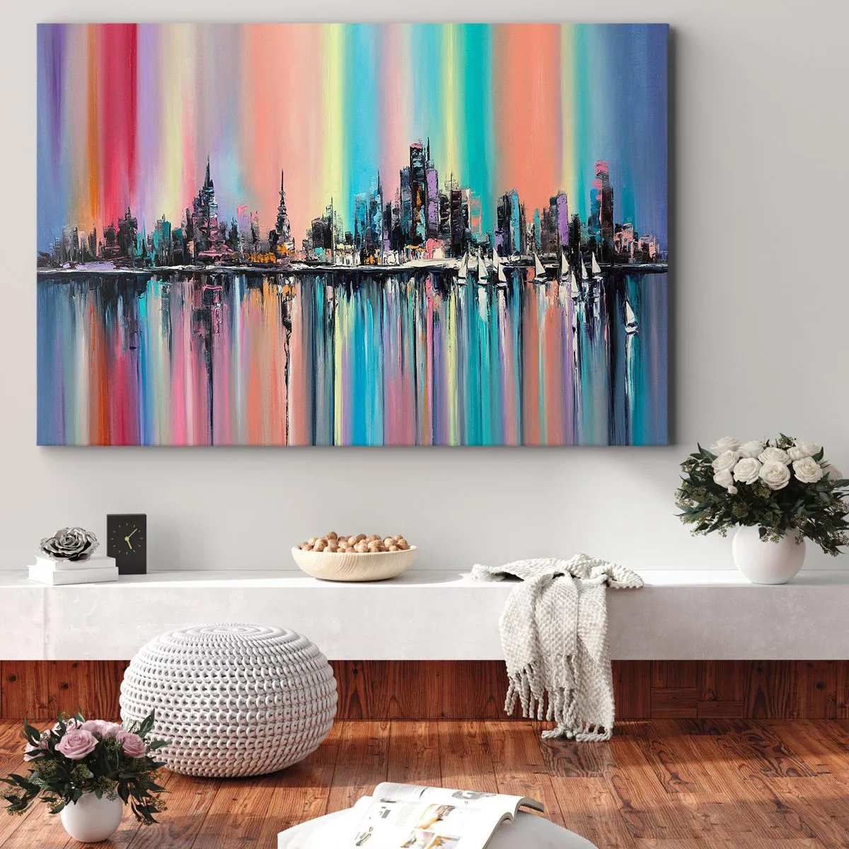Canvas picture - Run down with Night Lights - 100x70 cm