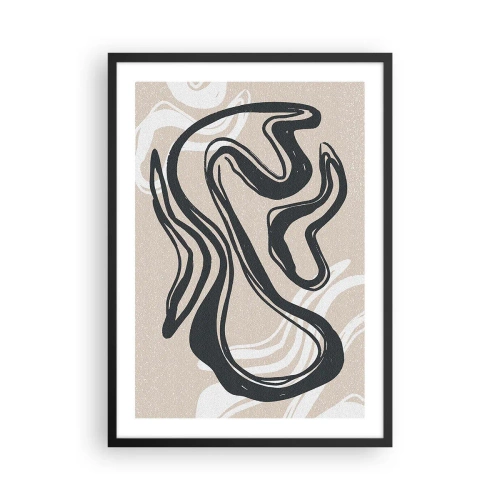 Poster in black frame - Abstract line on a beige background - 50x70cm - Multiplied Expression - Modern wall decoration for the living room and bedroom ARTTOR