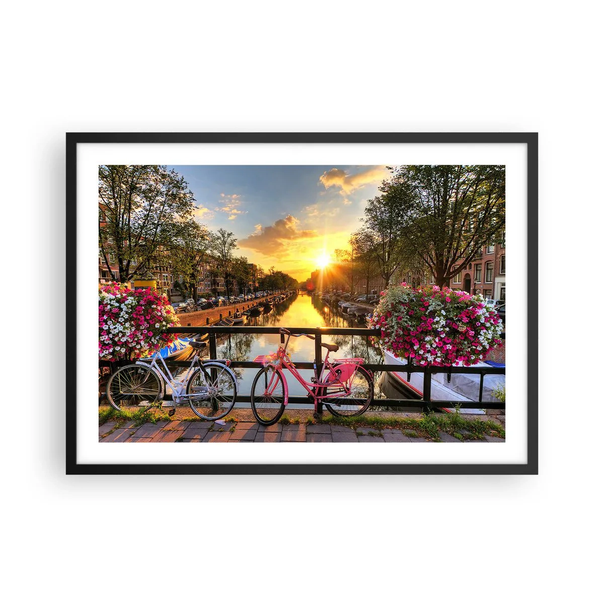 Poster in black frame - Spring Morning in Amsterdam - 70x50 cm