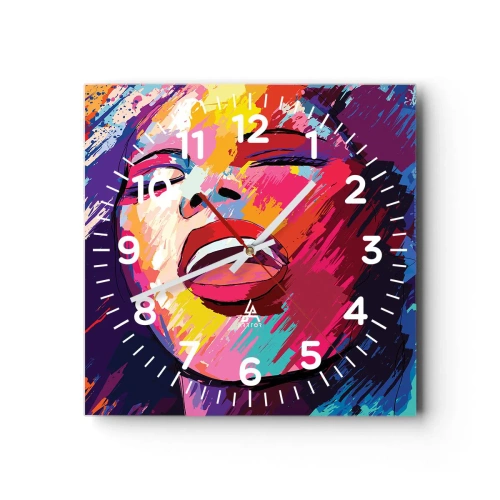 Wall clock - Clock on glass - Sing Your Life Away - 30x30 cm