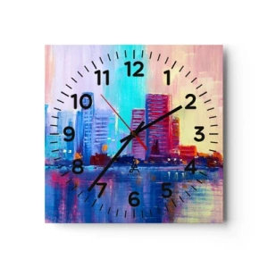 Wall clock - Clock on glass - Bathed in Colours - 30x30 cm