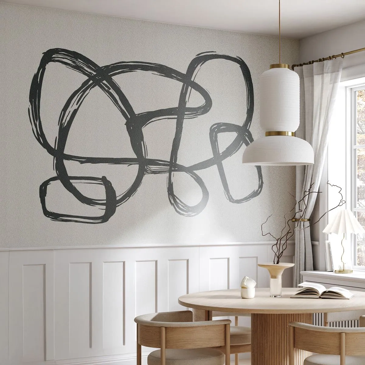 Photo Wallpaper Premium Canvas - Abstract in Loops - Boho, Piece, Minimalistic - 250x175 cm