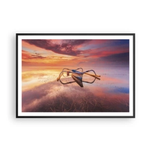 Poster in black frame - Tranquility of Tropical Evening - 100x70 cm