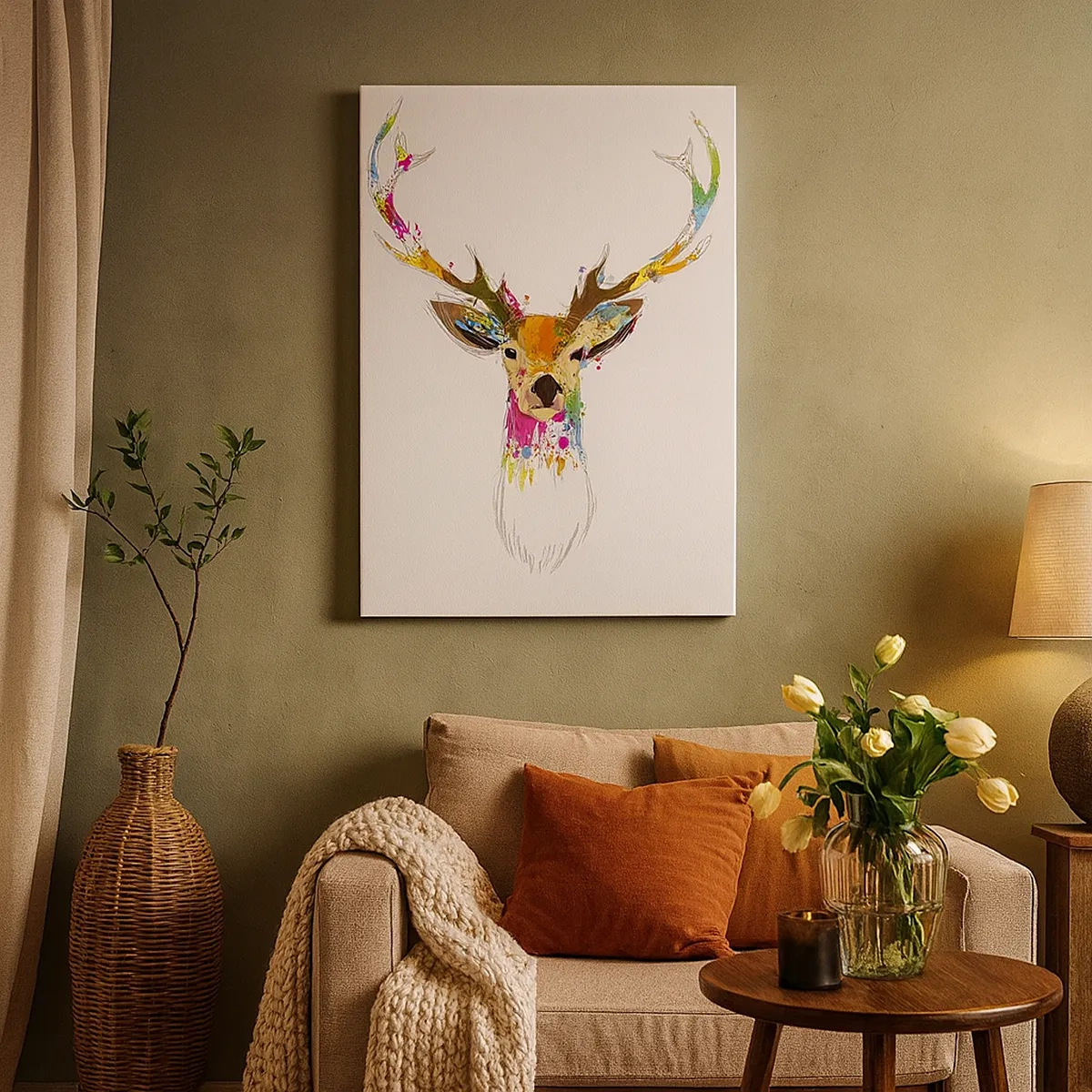 Canvas picture - Deer Bathed in Colour - 50x70 cm