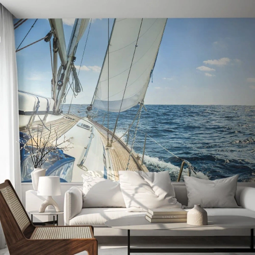 Photo Wallpaper Premium Canvas - Ahoy, Adventure - Yacht, Sea, Sailing - 450x315 cm