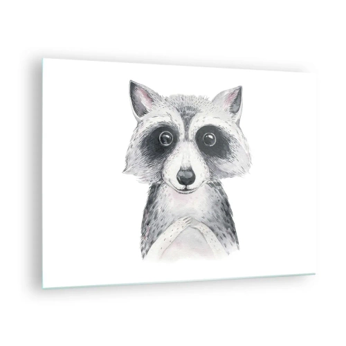 Glass picture - Portrait of a raccoon dog in black and white - 70x50cm - Emotional Moment - Modern wall decoration for the living room and bedroom ARTTOR