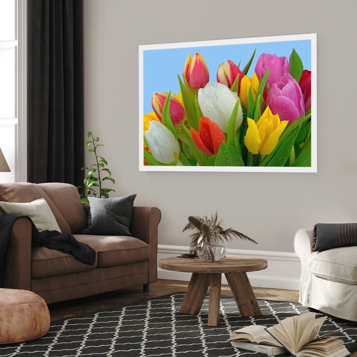 Poster - Floral Rainbow in Dew Drops - 40x30 cm