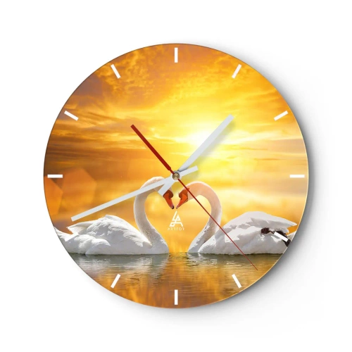 Wall clock - Clock on glass - Heart Is the Most Beautiful Word in the World - 40x40 cm