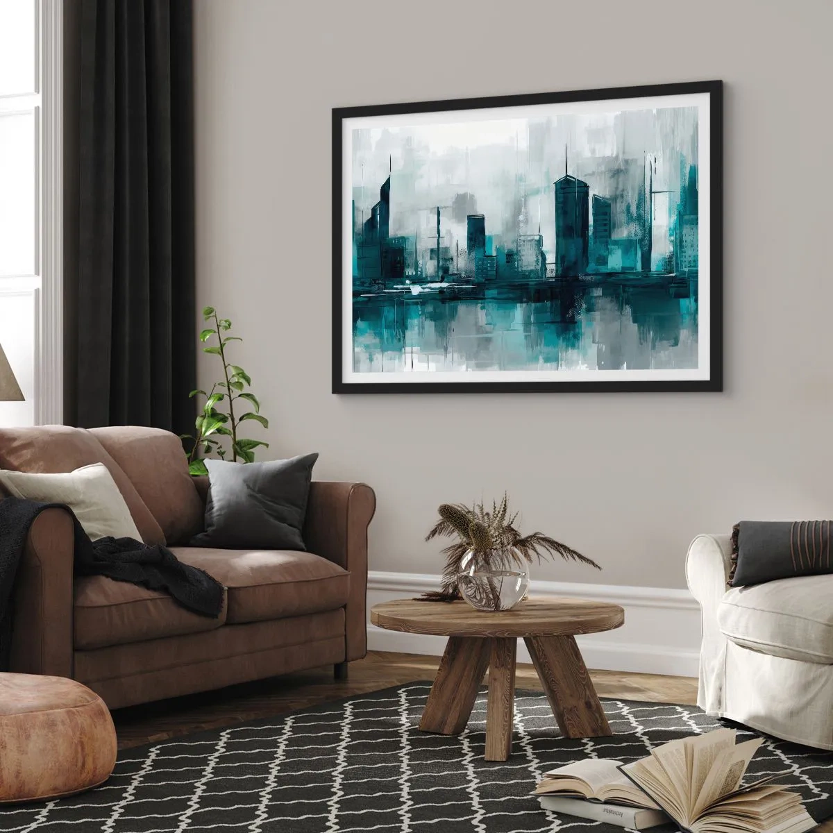 Poster in black frame - City in the Colour of Rain - 70x50 cm