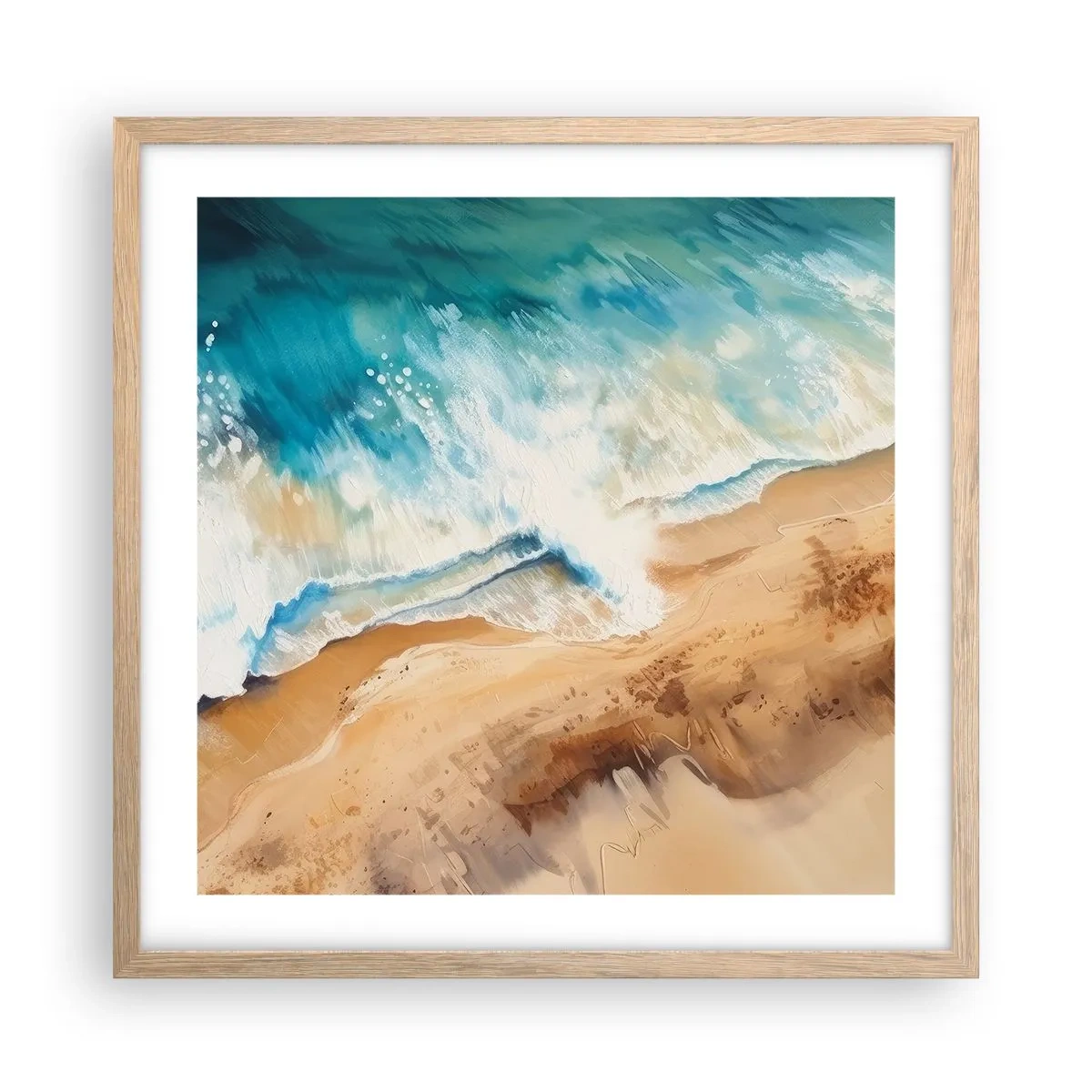 Poster in light oak frame - Returning Wave - 50x50 cm