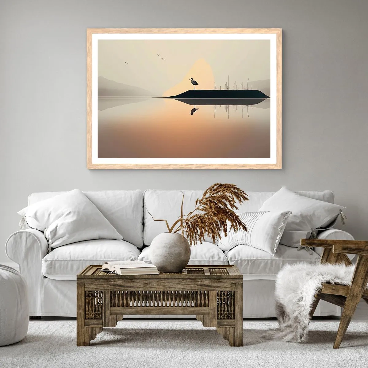 Poster in light oak frame - Gentleman on the Lake - 91x61 cm